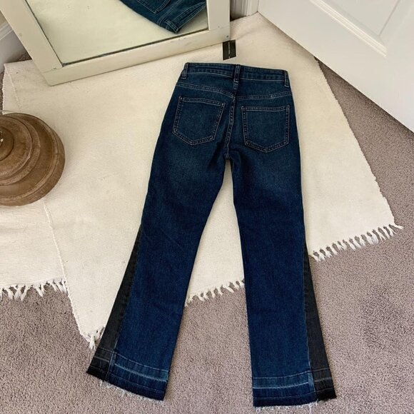 NWT French Connection Split Tone Raw Hem Flare Jeans Size 0 - Picture 8 of 12